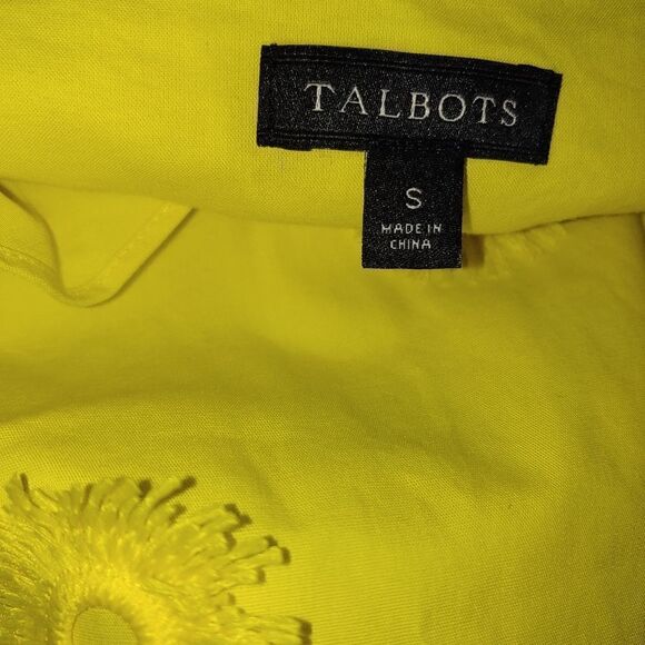 Talbots sunny yellow ruffle v-neck sleeveless top size small - Picture 10 of 12